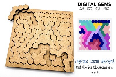 Jigsaw laser cut design for Glowforge machines and more