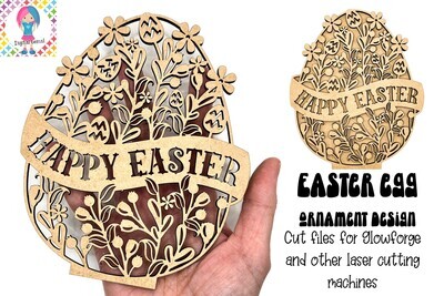 Easter egg ornament laser cut design for Glowforge machines and more