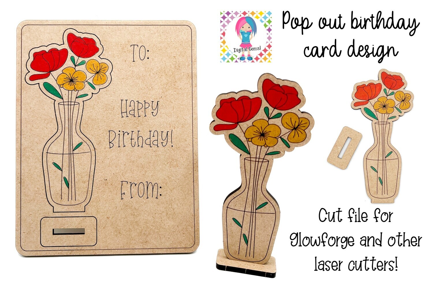 Happy birthday laser cut file.