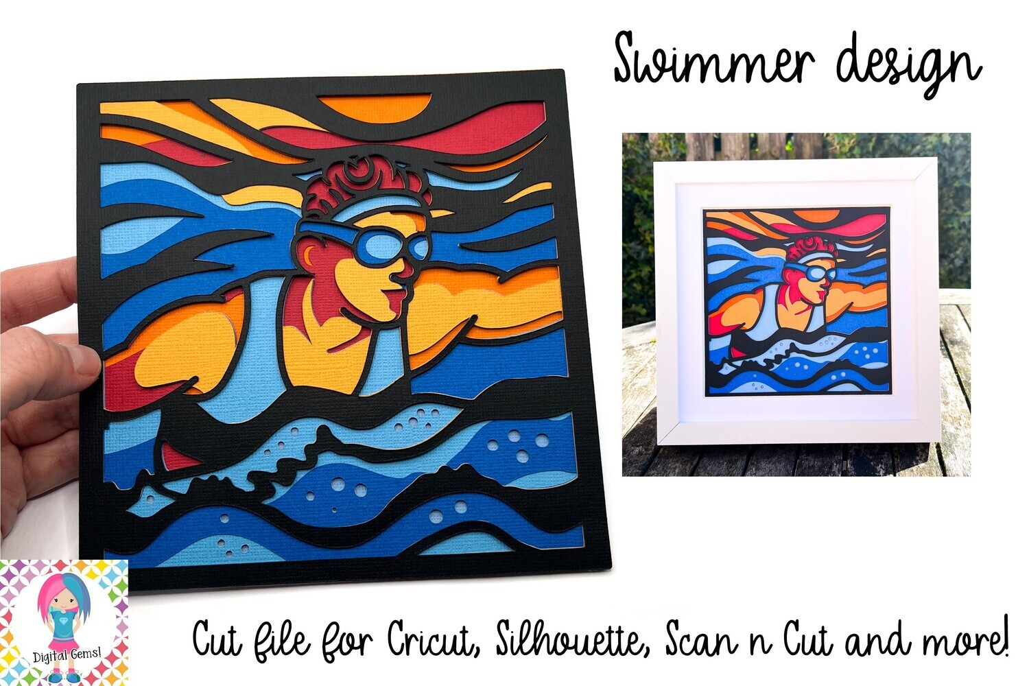 Swimmer 3D Shadow Box Design