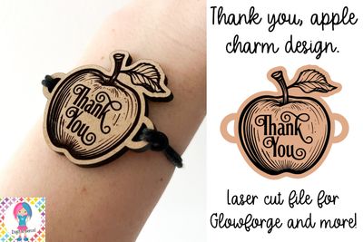 Apple charm, Thank you teacher laser SVG. Works with Glowforge and more!