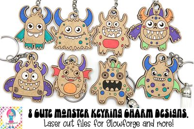 Monster keyring charms, 8 laser files included.