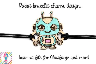 Robot bracelet charm, laser cutting file for glowforge and more.