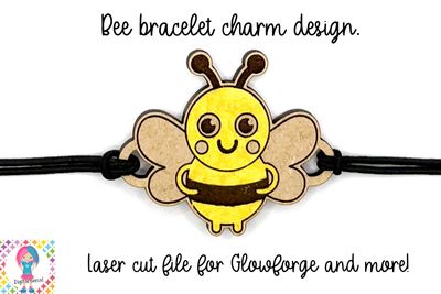 Bee bracelet charm, laser cutting file for glowforge and more.