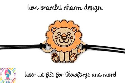 Lion bracelet charm, laser cutting file for glowforge and more.