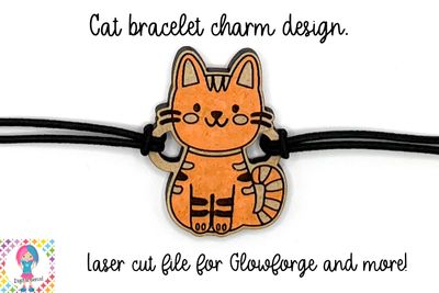 Cat bracelet charm, laser cutting file for glowforge and more.
