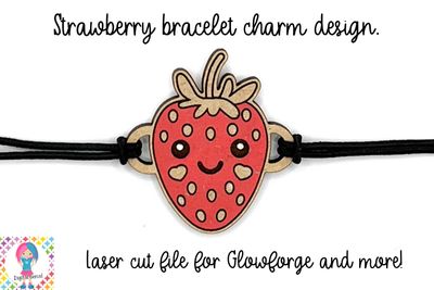 Strawberry bracelet charm, laser cutting file for glowforge and more.
