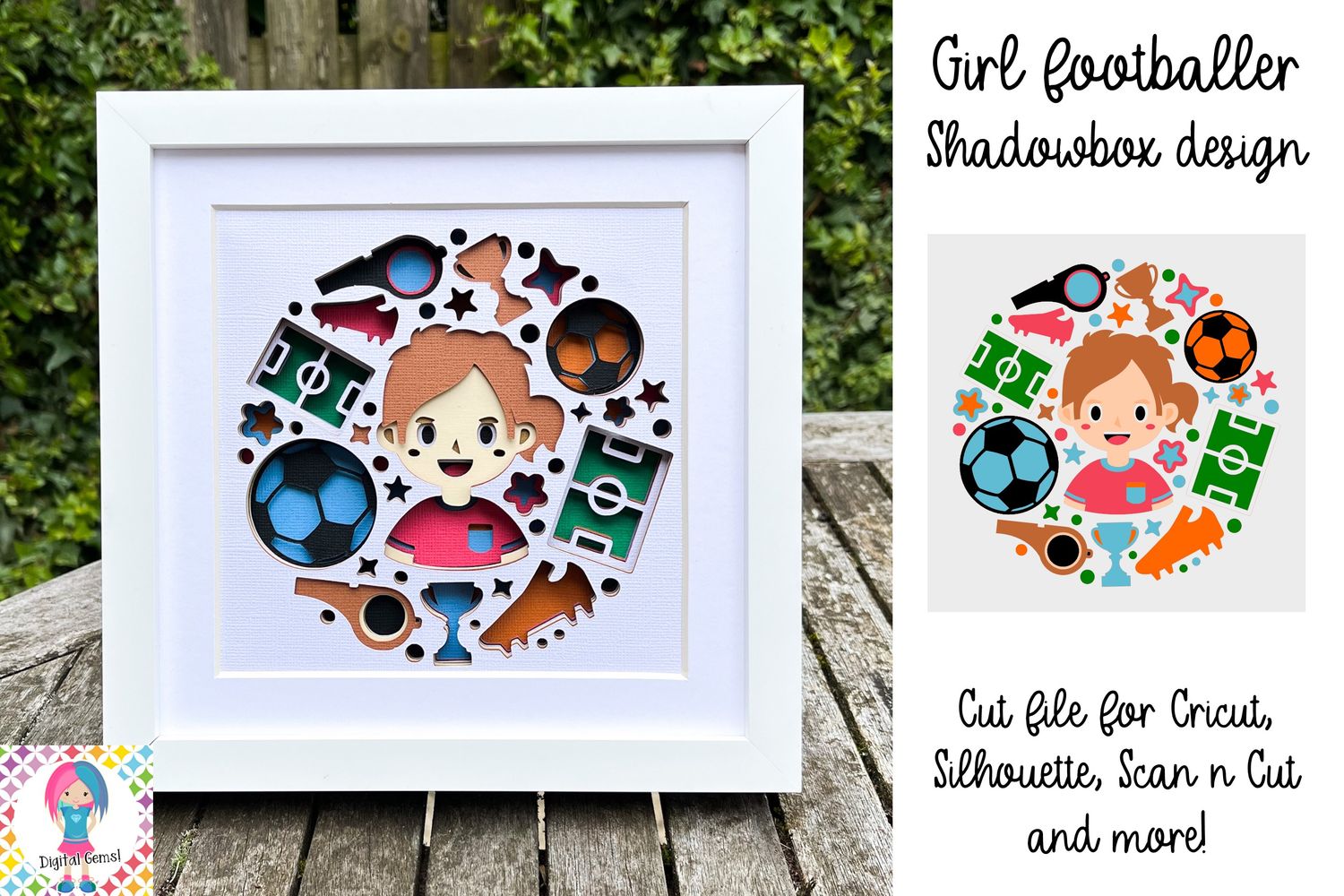 Football / Soccer Girl 3D Shadow Box Design