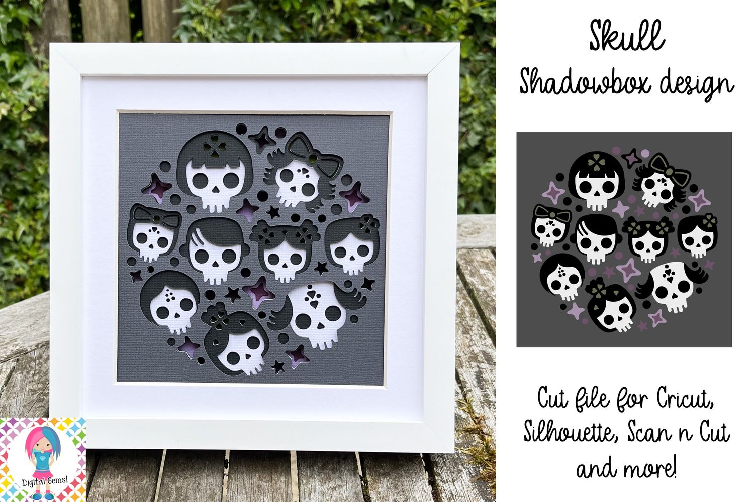 Skull 3D Shadow Box Design