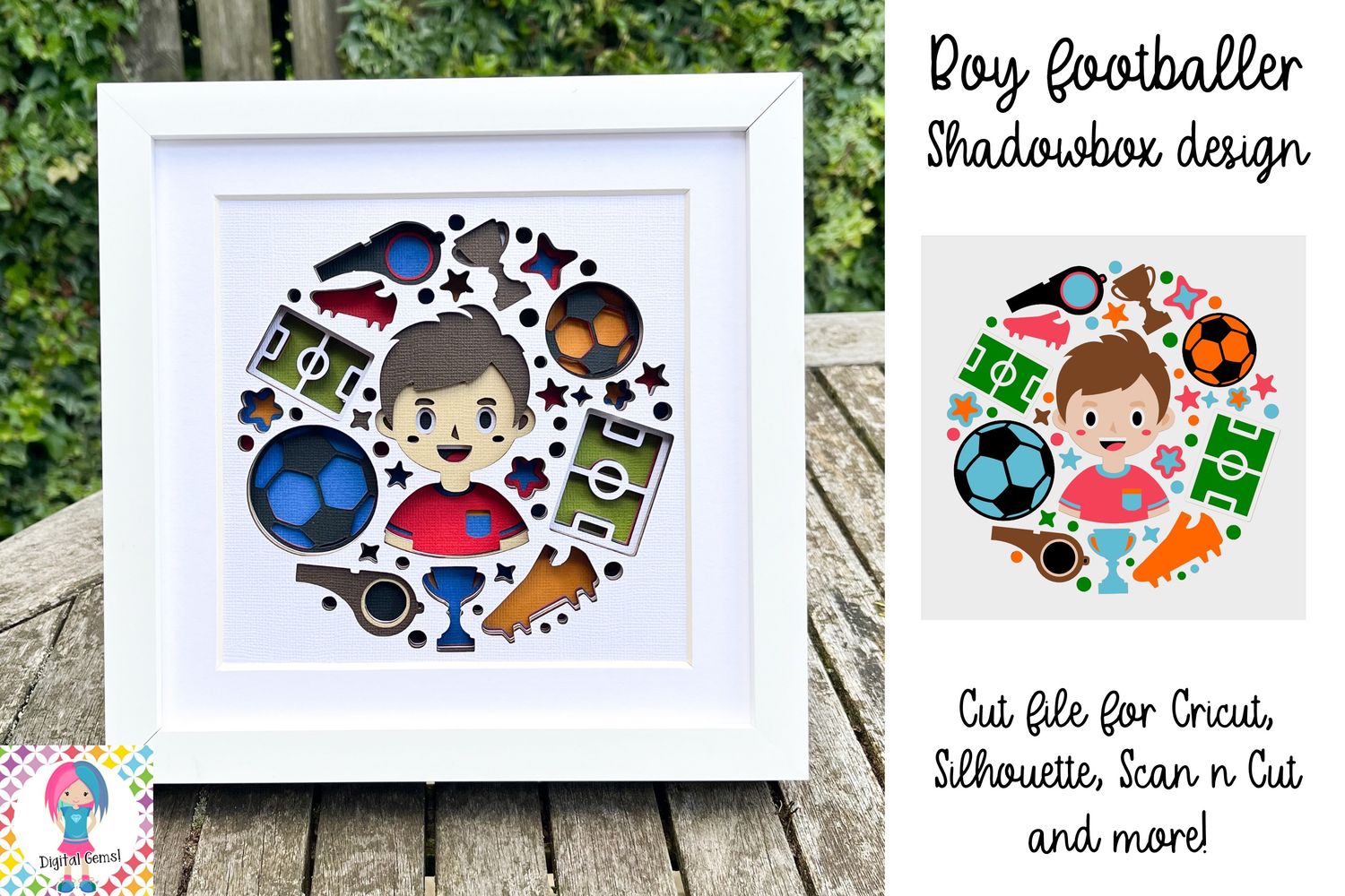 Football / Soccer Boy 3D Shadow Box Design