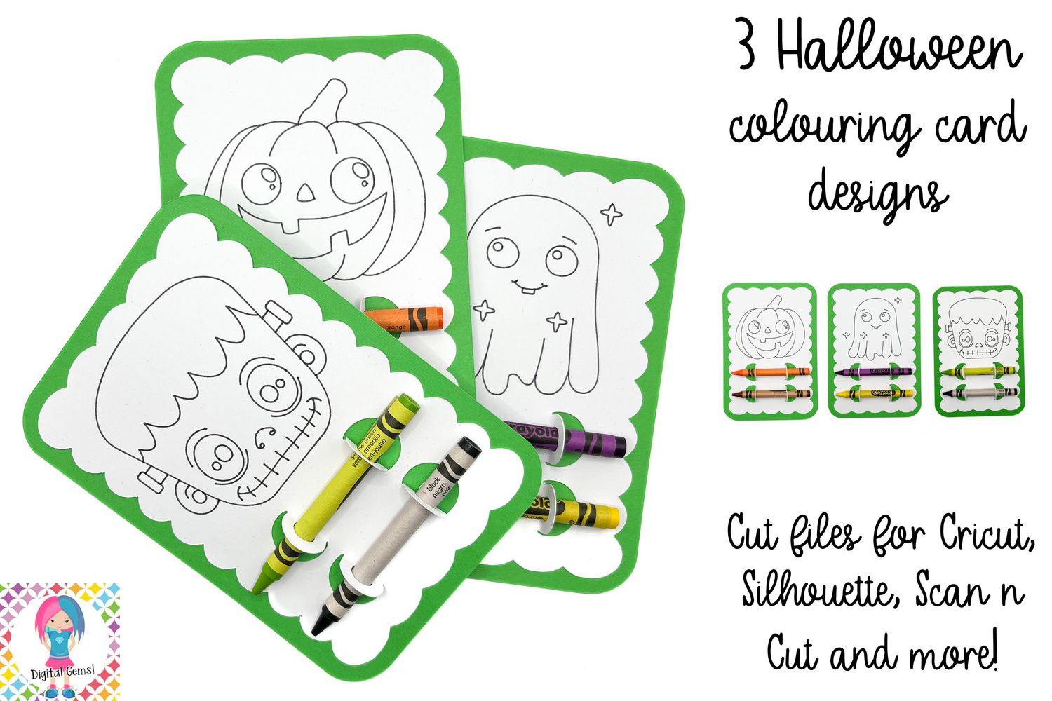 Halloween colouring card designs