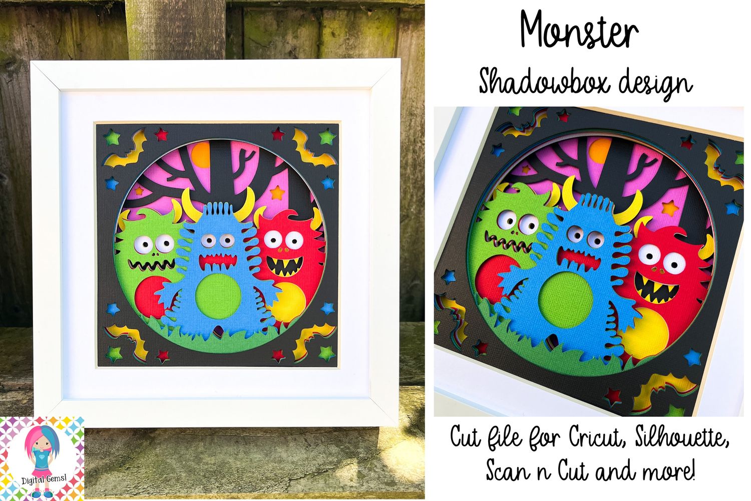 Monsters, Halloween 3D Shadow Box Design