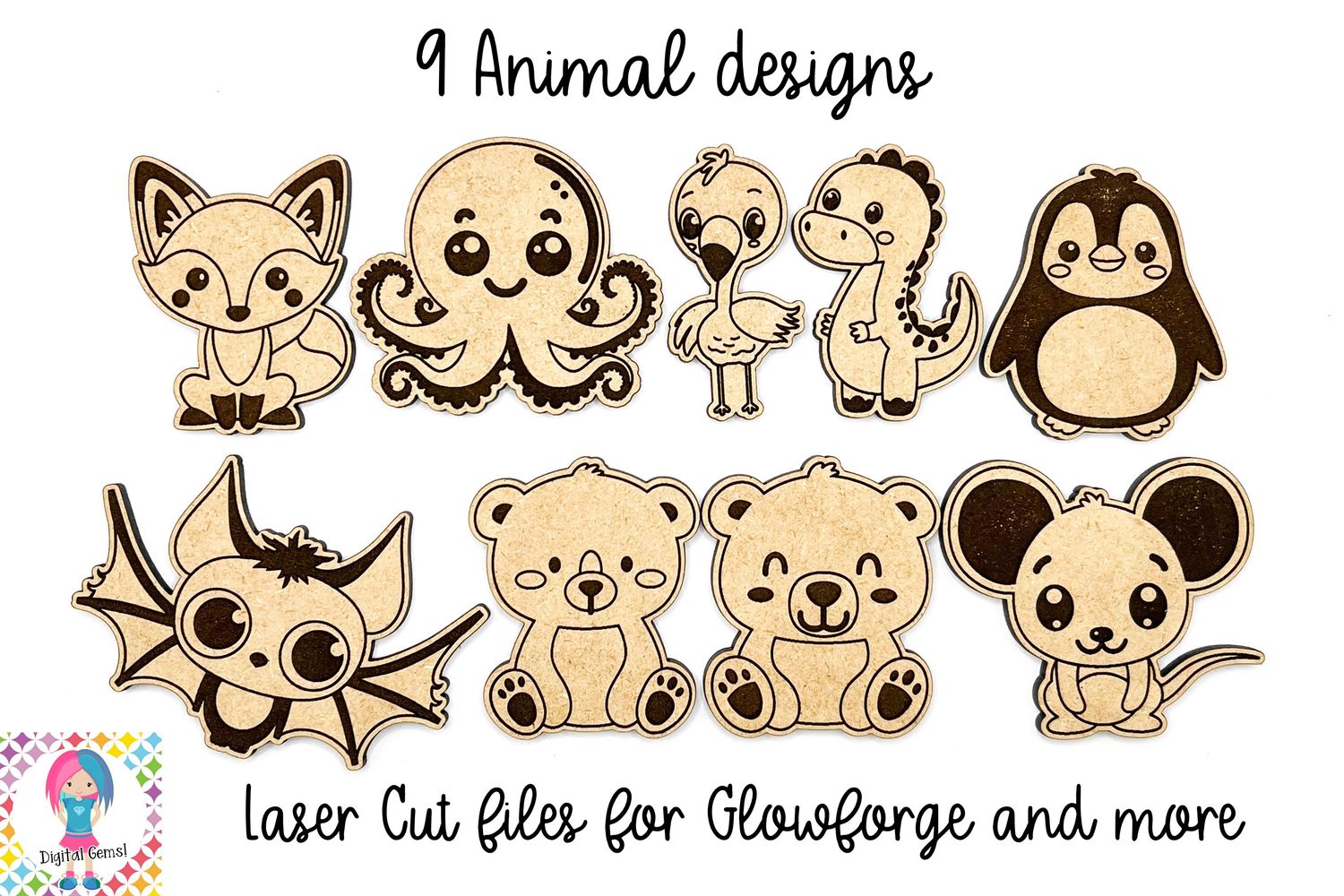 Animal Laser Designs - Perfect for Pin Badges or Magnets!