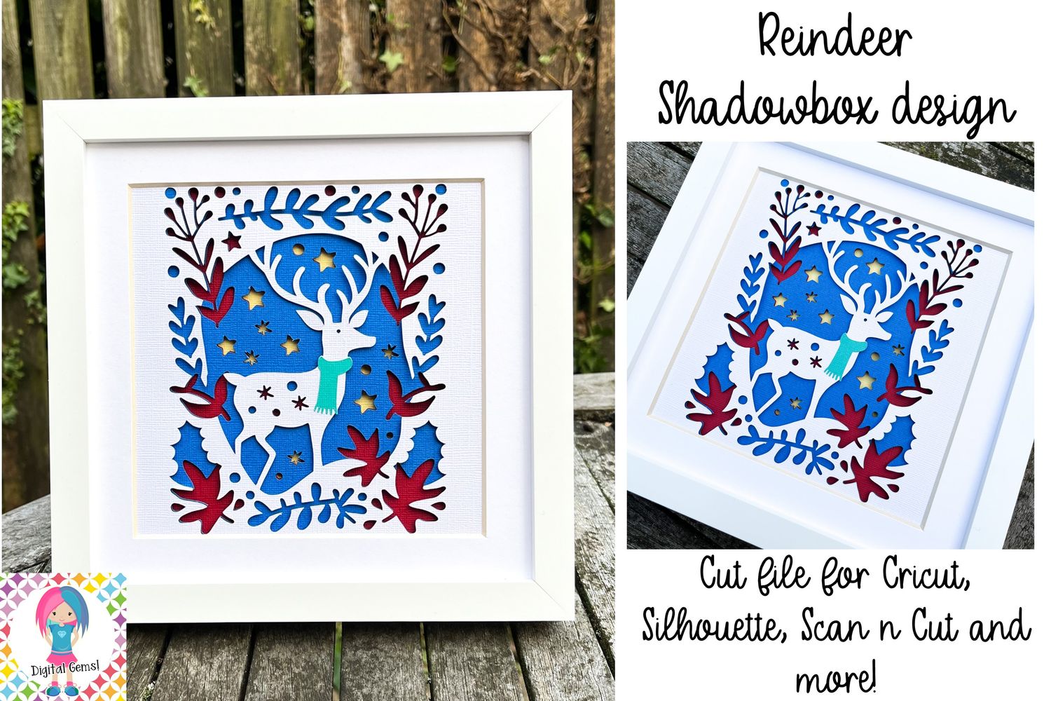 Reindeer 3D Shadow Box Design