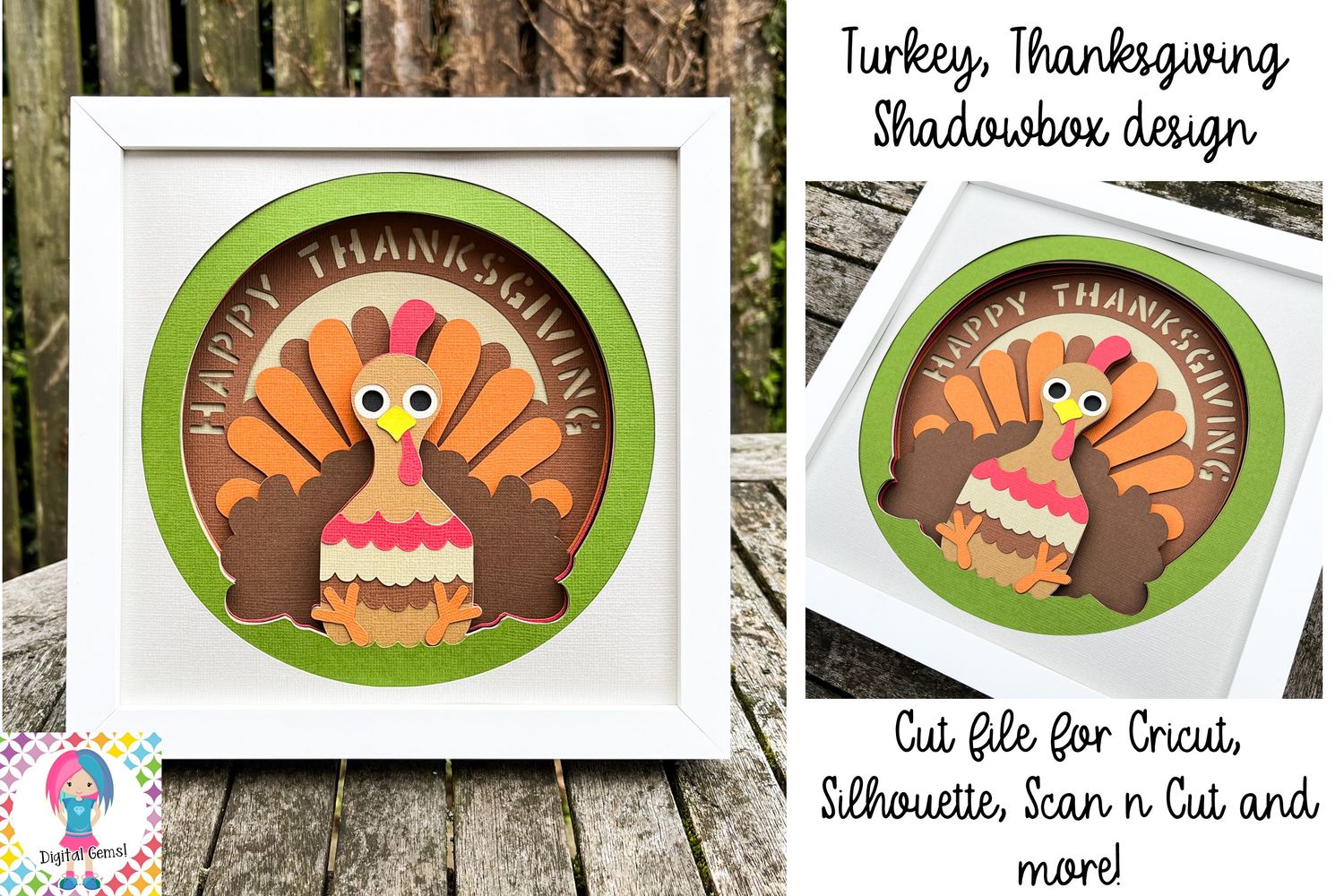 Turkey, Thanksgiving 3D Shadow Box Design