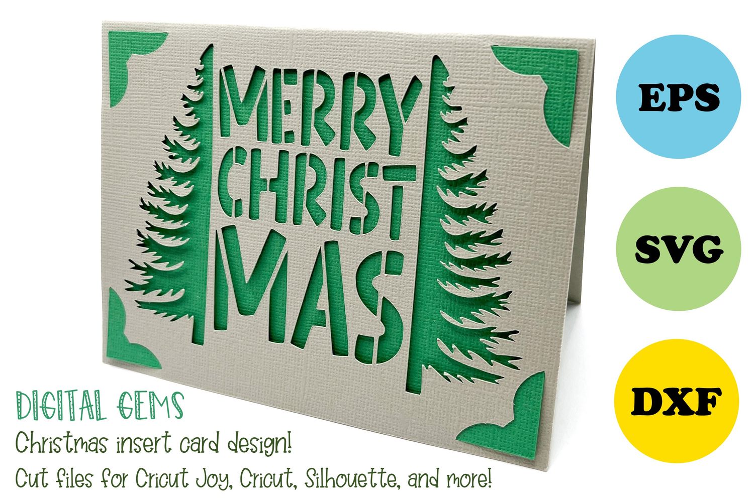 Merry Christmas&quot; Tree Insert Card SVG Design | Festive Holiday Cut File