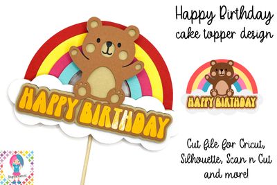 Happy Birthday cake topper design.