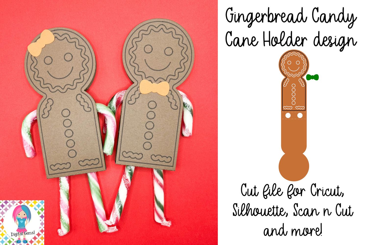 Gingerbread candy cane holder design