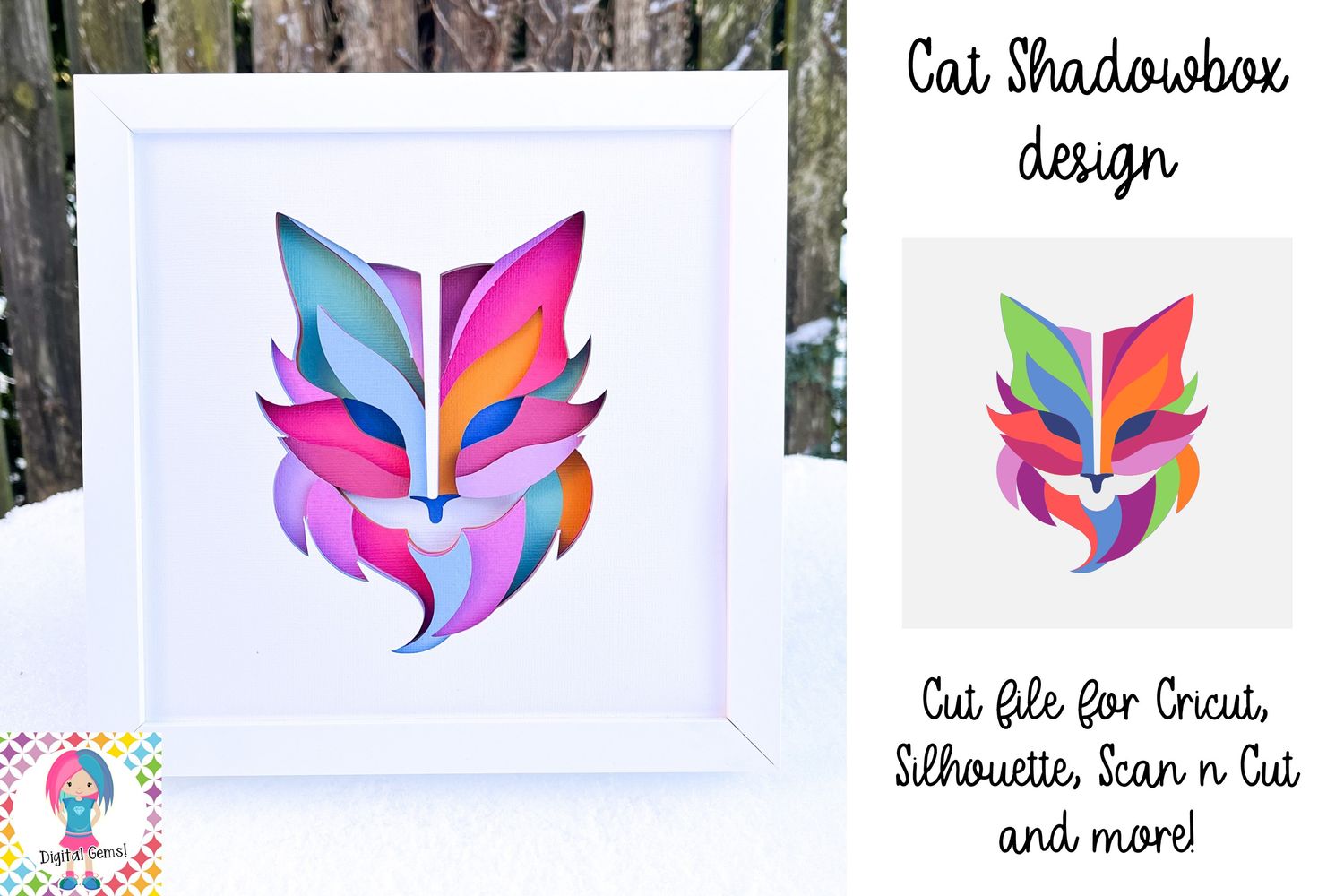 Cat, Abstract 3D Shadow Box Design