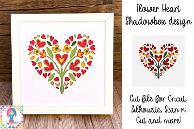 Heart with flowers 3D Shadow Box Design