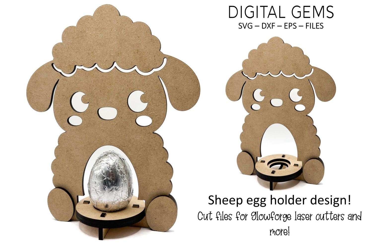 Sheep Egg Holder Laser Cut SVG | Easter Egg Holder Design | Glowforge Compatible Digital Download