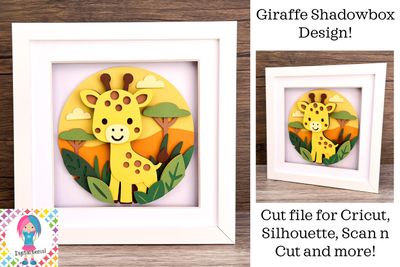 Giraffe shadowbox / Cake topper 3D Design