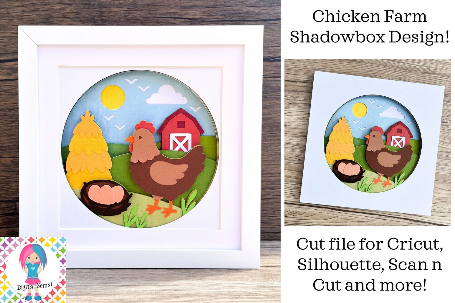Chicken Farm Shadowbox 3D Design