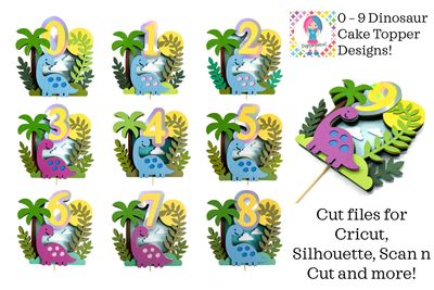 Dinosaur Cake Topper / Shadowbox 3D Designs Numbers 0-9 included