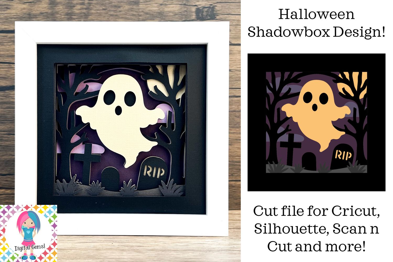 Halloween Ghost Shadowbox 3D Design
