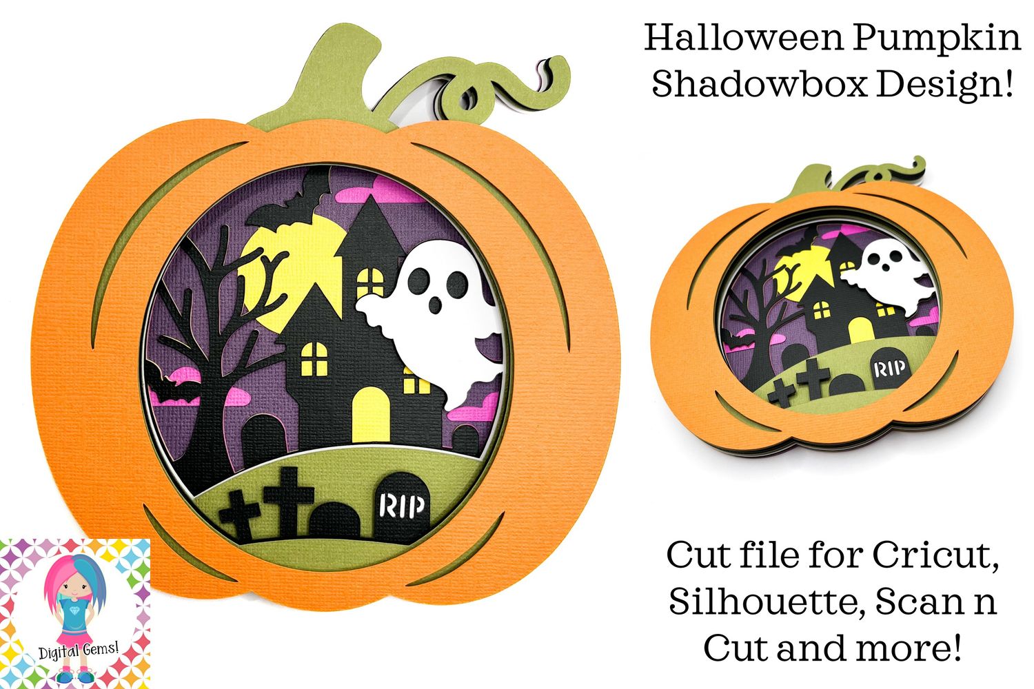 Halloween Pumpkin Shadowbox 3D Design