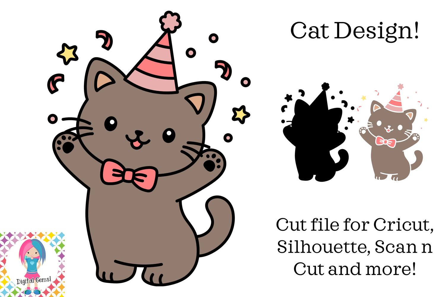 Cat wearing a party hat design