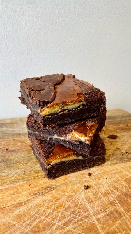 Cheesecake Brownie met frambozen