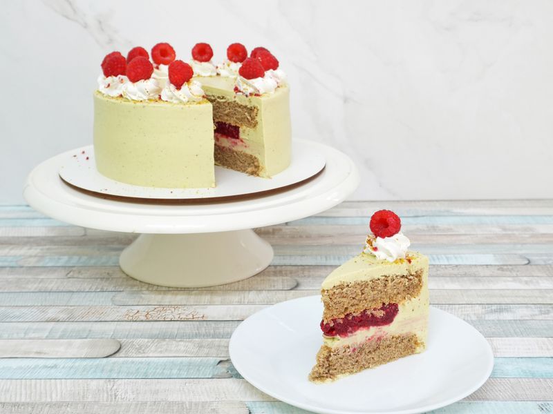 Torta Pistácia-malina