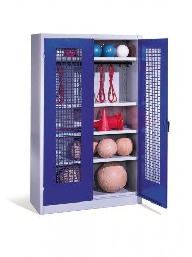 Sport-Universalschrank TYP II mit 2 Lochblech-Flügeltüren - verschiedene Farben
