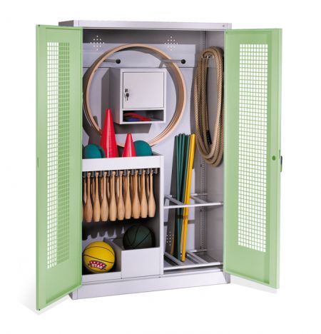 Sport Kombi-Schrank TYP I mit 2 Lochblech-Flügeltüren - verschiedene Farben Sport Kombi-Schrank TYP I mit 2 Lochblech-Flügeltüren - verschiedene Farben