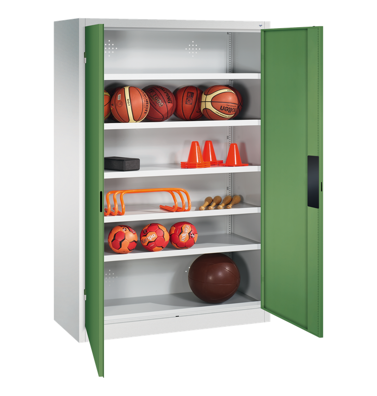 Ballschrank TYP III mit 2 Vollblech-Flügeltüren (195 x 120 x 50 cm) - verschiedene Farben Ballschrank TYP III mit 2 Vollblech-Flügeltüren (195 x 120 x 50 cm) - verschiedene Farben