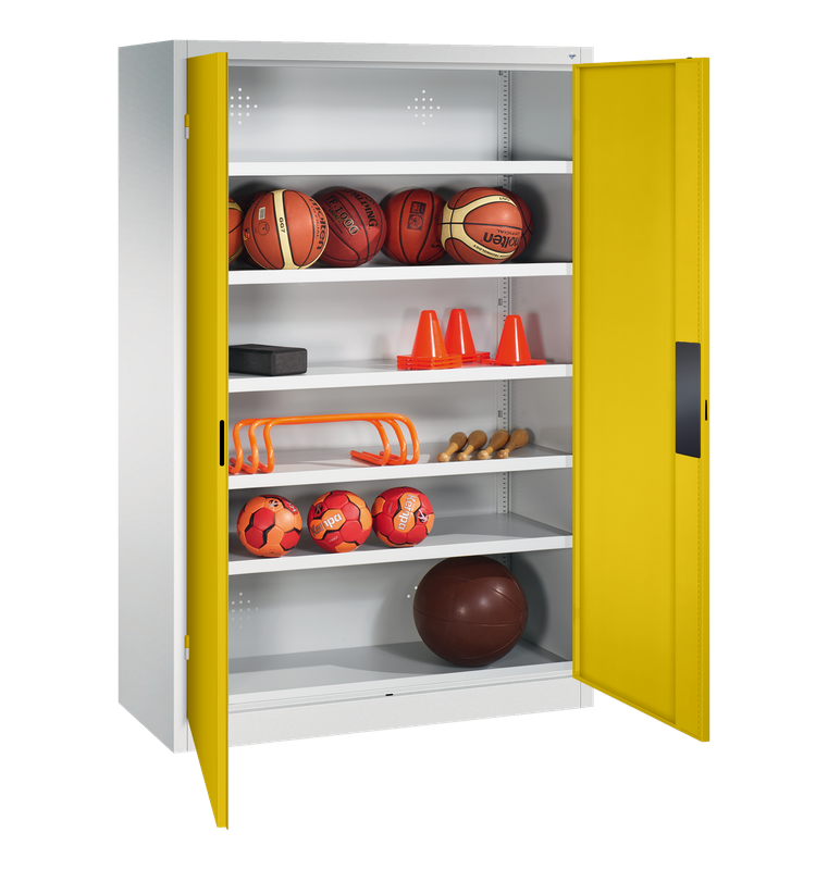 Ballschrank TYP III mit 2 Vollblech-Flügeltüren (195 x 150 x 50 cm) - verschiedene Farben Ballschrank TYP III mit 2 Vollblech-Flügeltüren (195 x 150 x 50 cm) - verschiedene Farben