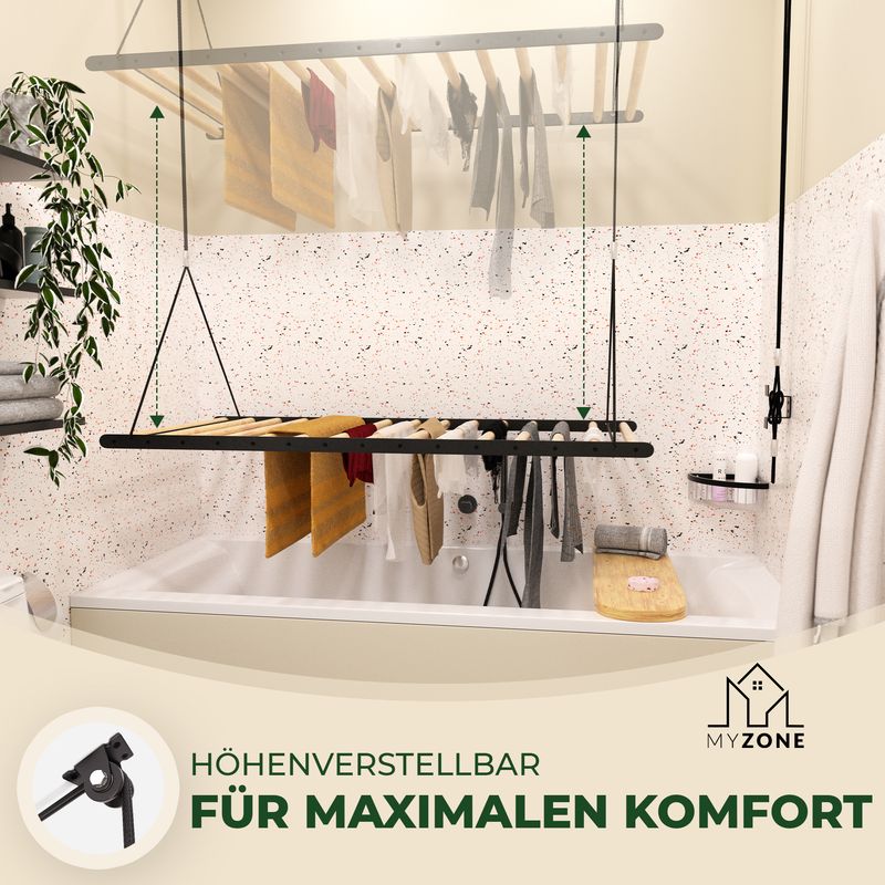 MyZone Wäscheständer Decke | 115x60cm | Deckenmontage | Schwarz