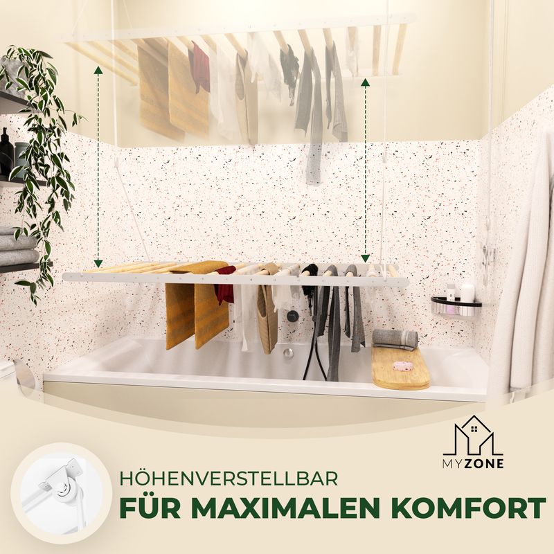 MyZone Wäscheständer Decke | 115x60cm | Deckenmontage | Weiß