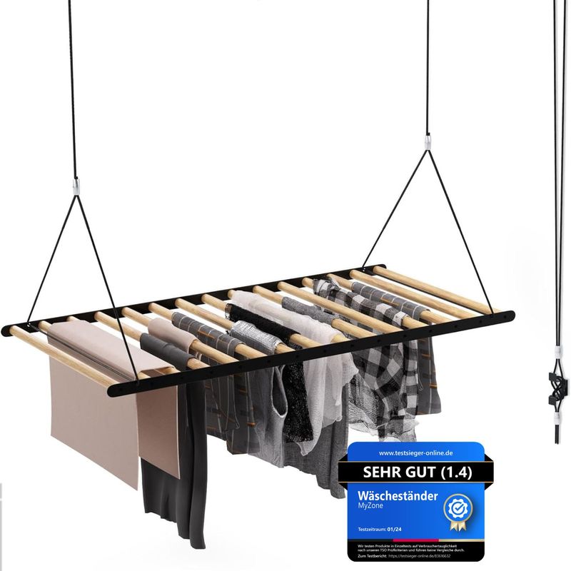 MyZone Wäscheständer Decke | 115x60cm | Deckenmontage | Schwarz