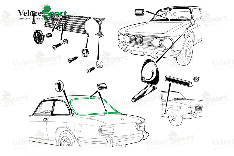 GT/GTV Rear Windscreen Rubber Seal Alloy Insert