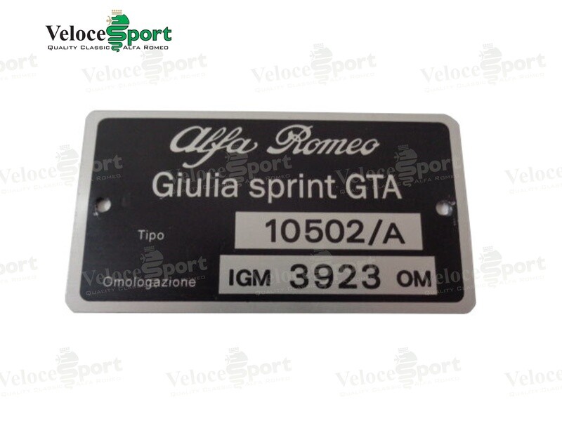 Giulia Sprint GTA 105.02/A Type Plate