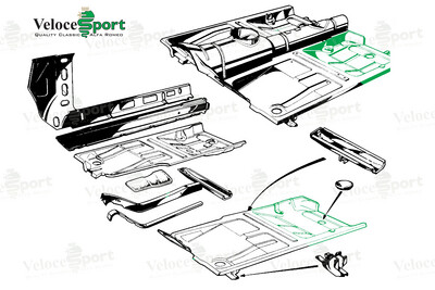 GT/GTV Rear Floor Pan 1964-67, Left Side