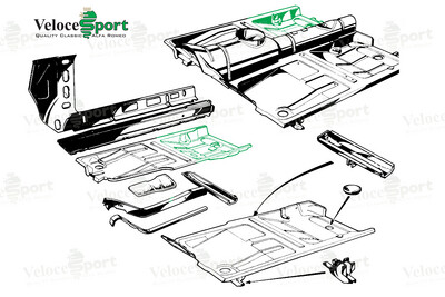 GT/GTV Rear Floor Pan 1964-67, Right Side