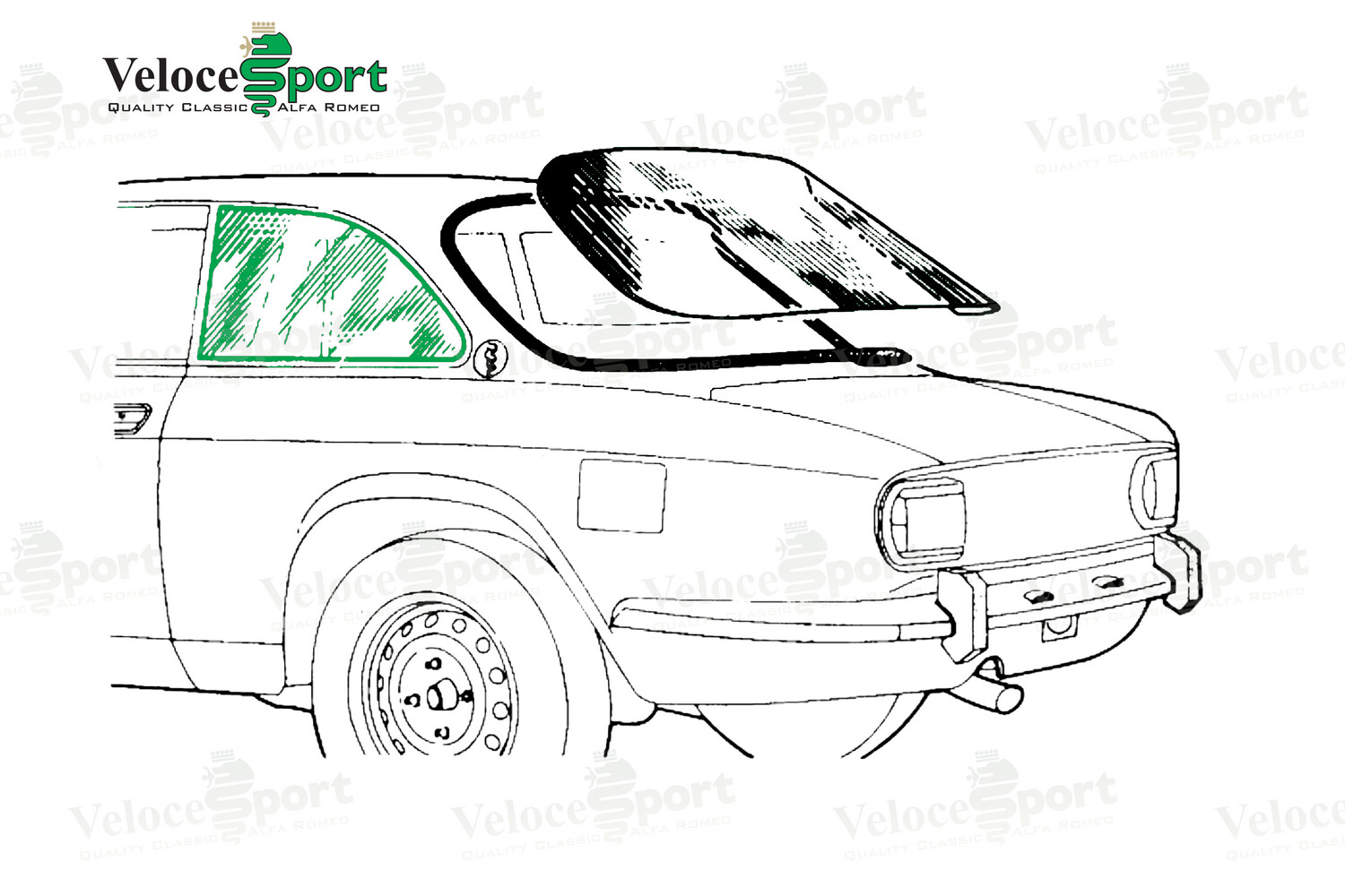 GT/GTV Green Rear Side Window Glass