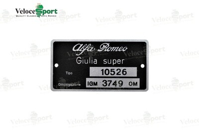 Giulia Super 105.26 Type Plate