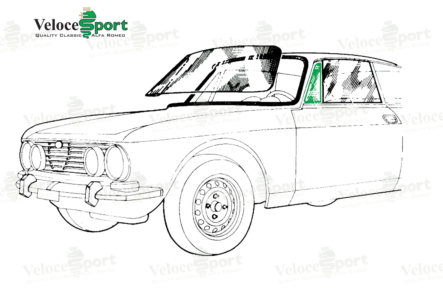 GT/GTV Green Quarterlight Glass