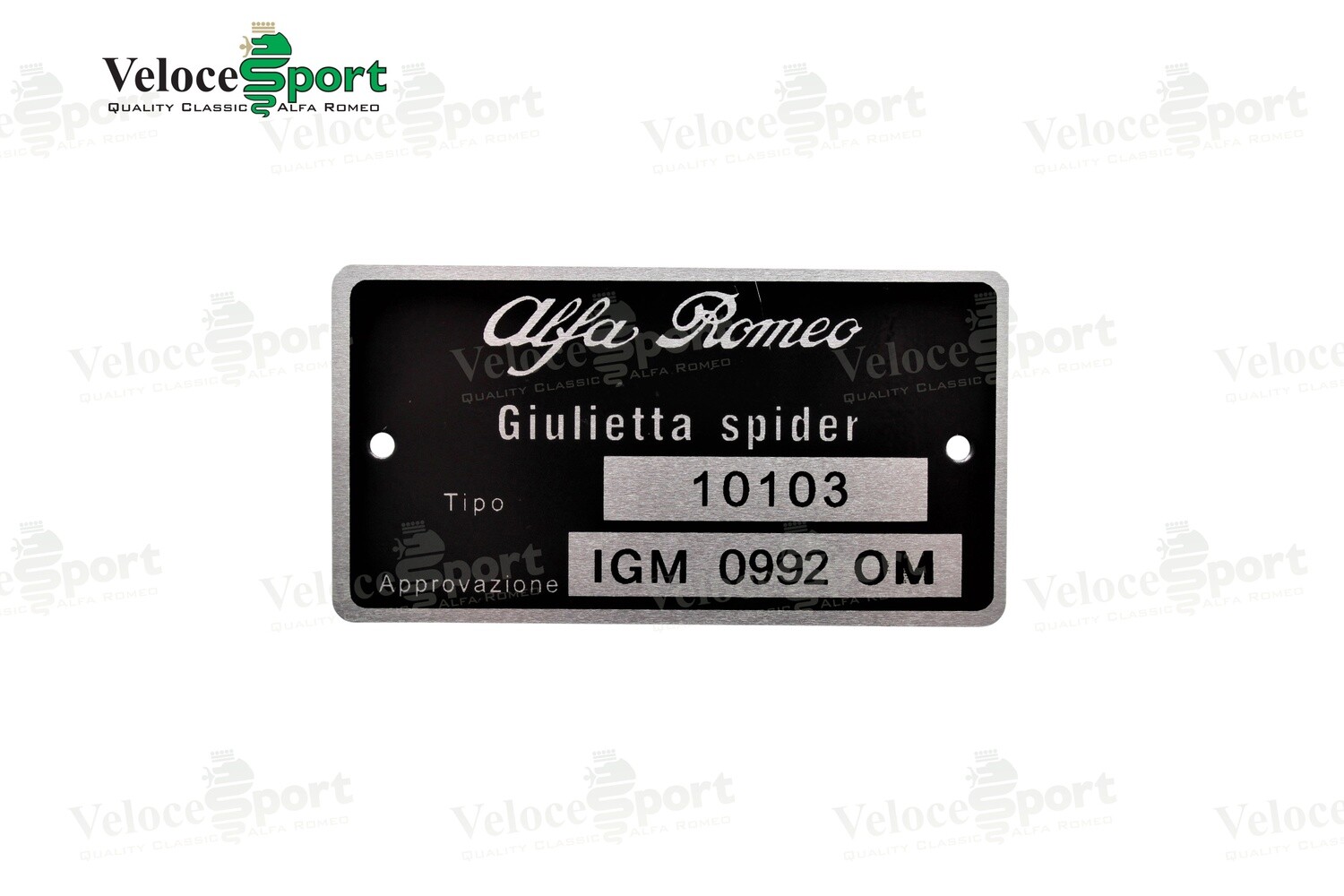 Giulietta 1300 Spider 101.03 Type Plate