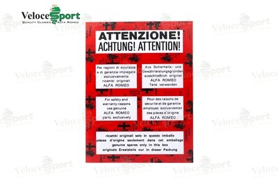 Use Genuine Alfa Romeo Parts Sticker