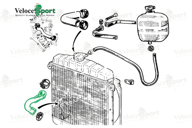 Radiator Bottom Hose 1968 Onward